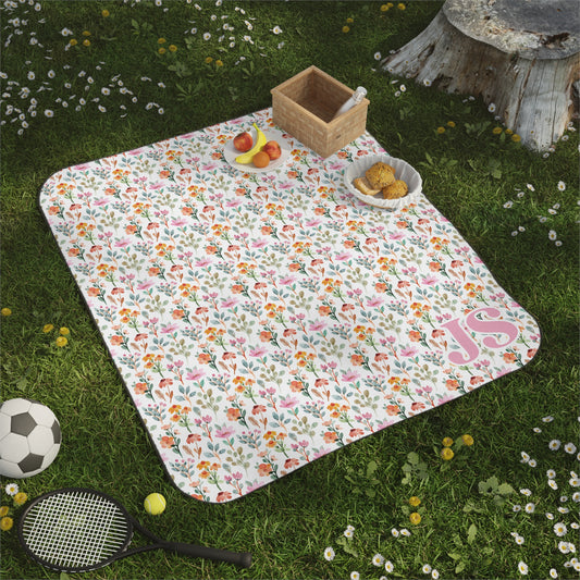 Floral Picnic Blanket Custom Cottagecore Rug Baby Play Mat Fruit Outdoor Blanket Waterproof Beach Blanket Pet Blanket Gift Tapestry - Bebe Buchi