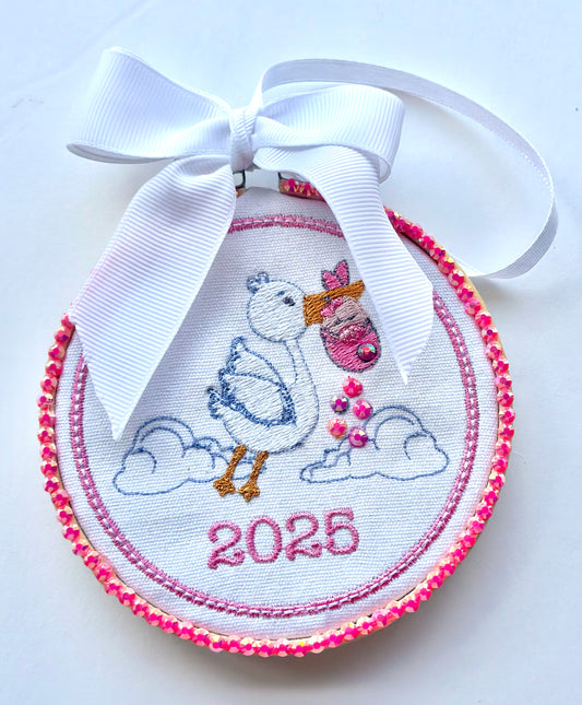 It’s a Girl Baby Stork Announcement Ornament