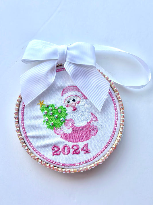 Embroidered Christmas Ornament for Baby Girl