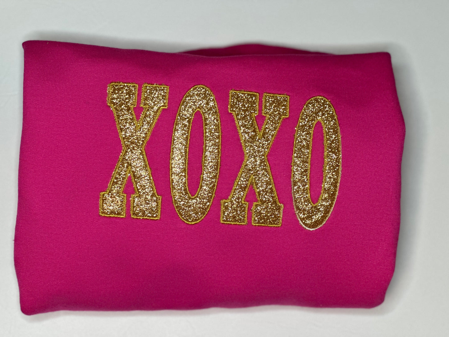 XOXO Glitter Embroidered Hot Pink Sweatshirt - Bebe Buchi