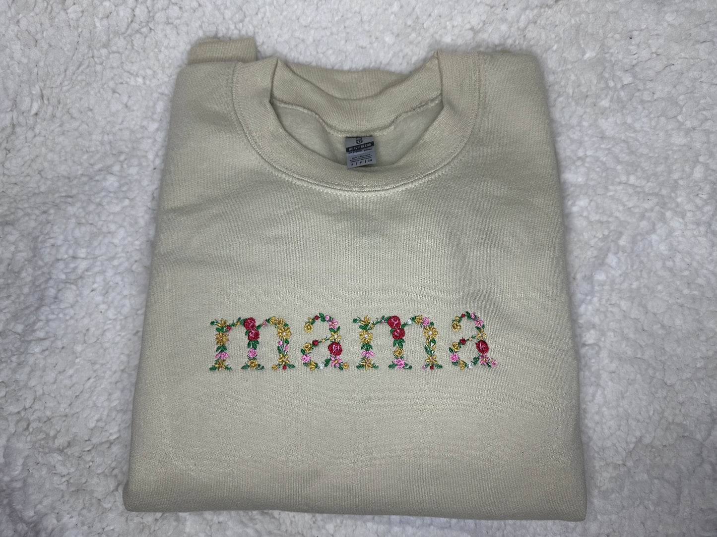 Sand Floral “mama” Embroidered Sweatshirt - Bebe Buchi