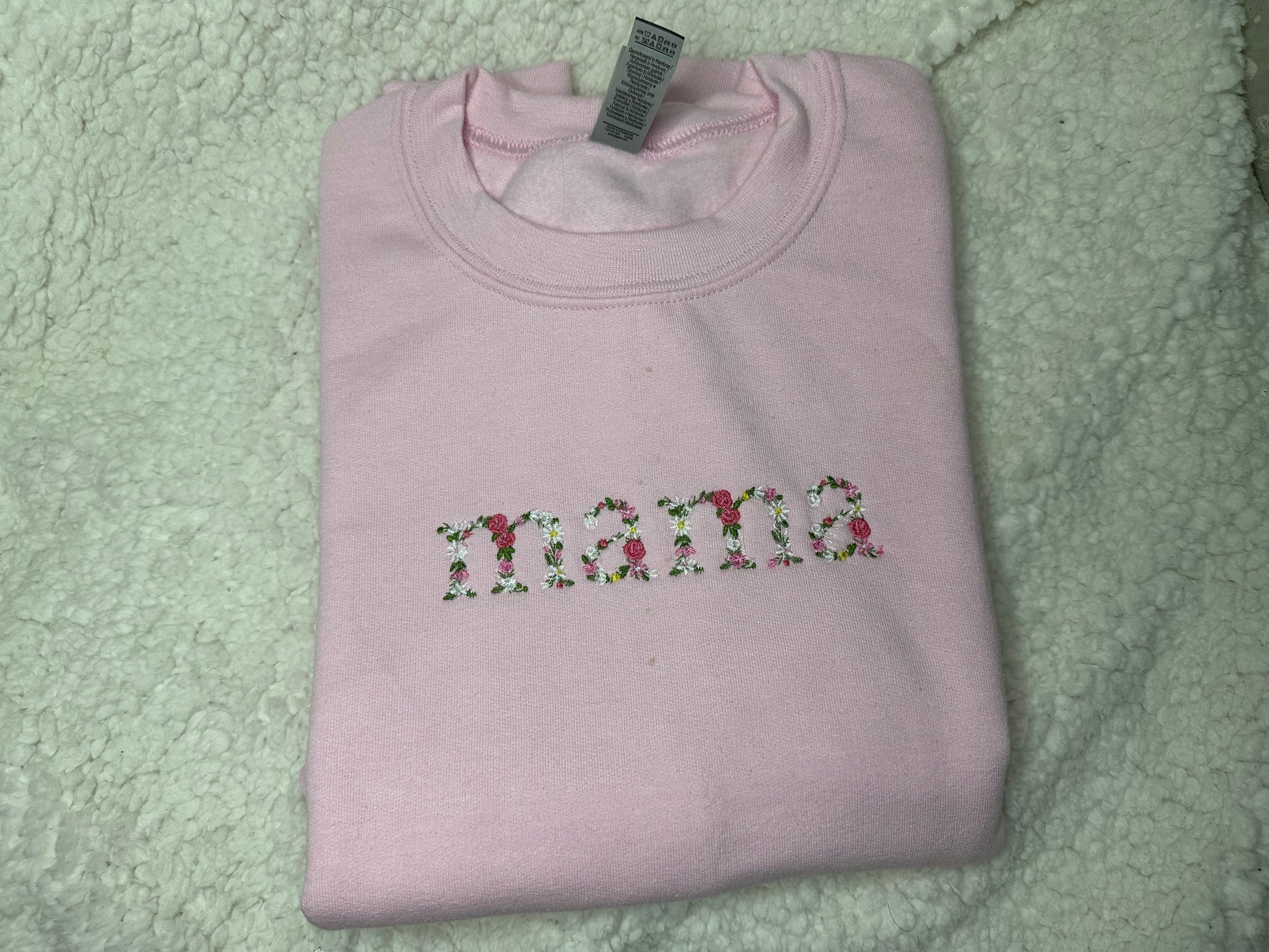 Pink Floral “mama” Embroidered Sweatshirt Mother’s Day - Bebe Buchi