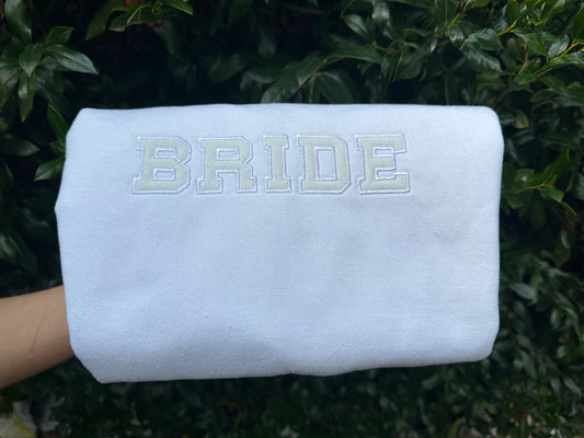 Bride Glitter Embroidered White Sweatshirt