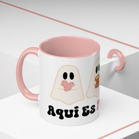 Aqui EsPanTan Accent Coffee Mug for Halloween Cute Kawaii Ghost - Bebe Buchi