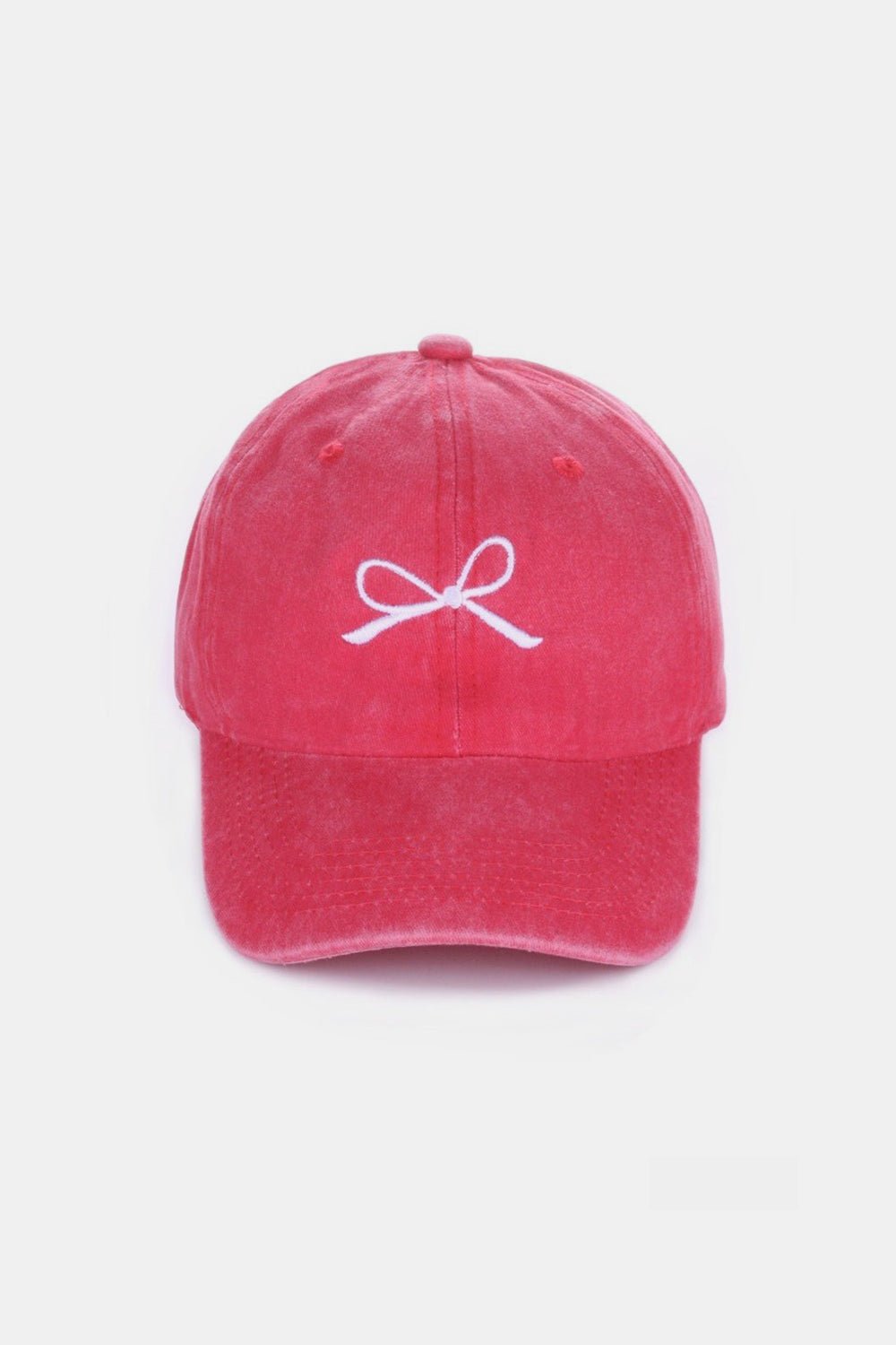 Coquette Bow Embroidered Washed Cotton Caps - Bebe Buchi