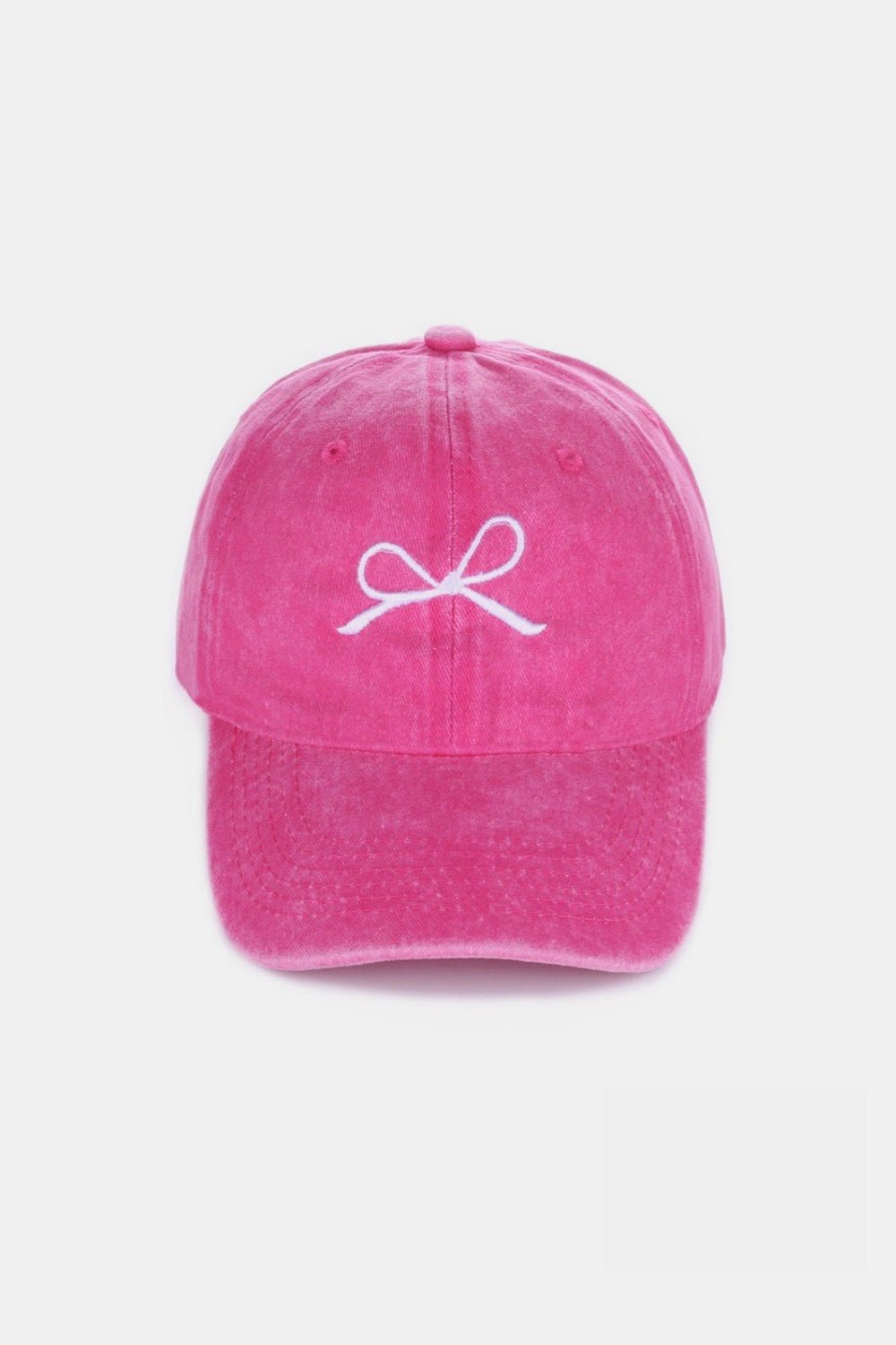 Coquette Bow Embroidered Washed Cotton Caps - Bebe Buchi