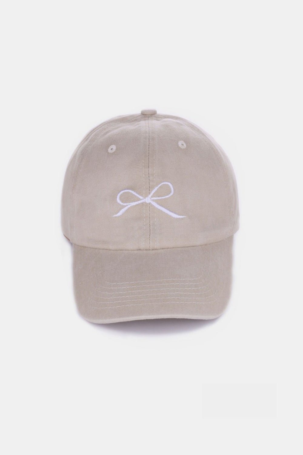 Coquette Bow Embroidered Washed Cotton Caps - Bebe Buchi