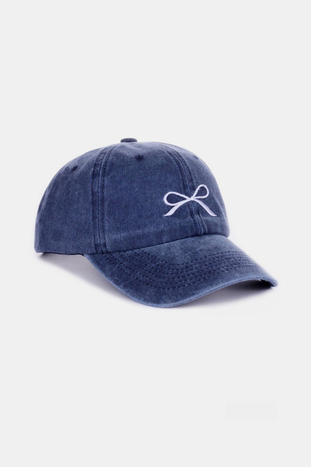 Coquette Bow Embroidered Washed Cotton Caps - Bebe Buchi