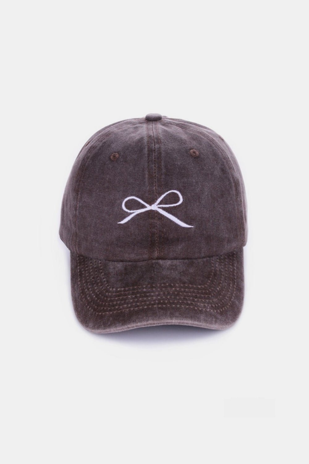 Coquette Bow Embroidered Washed Cotton Caps - Bebe Buchi