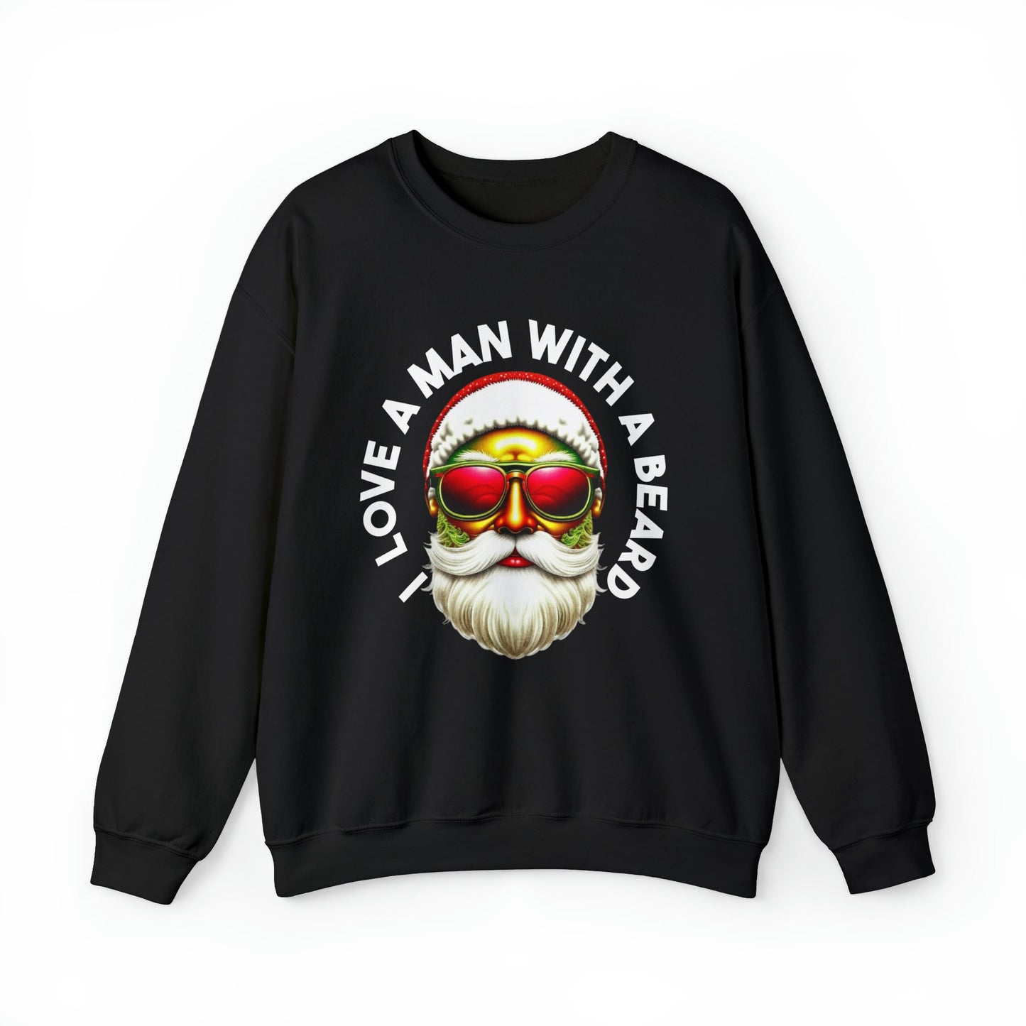 Cozy "I Love a Man in A Beard" Santa Sweatshirt, Gildan 18000 Retro Winter Hoodie, Merry Christmas Vibes, Santa Beard Shirt - Bebe Buchi