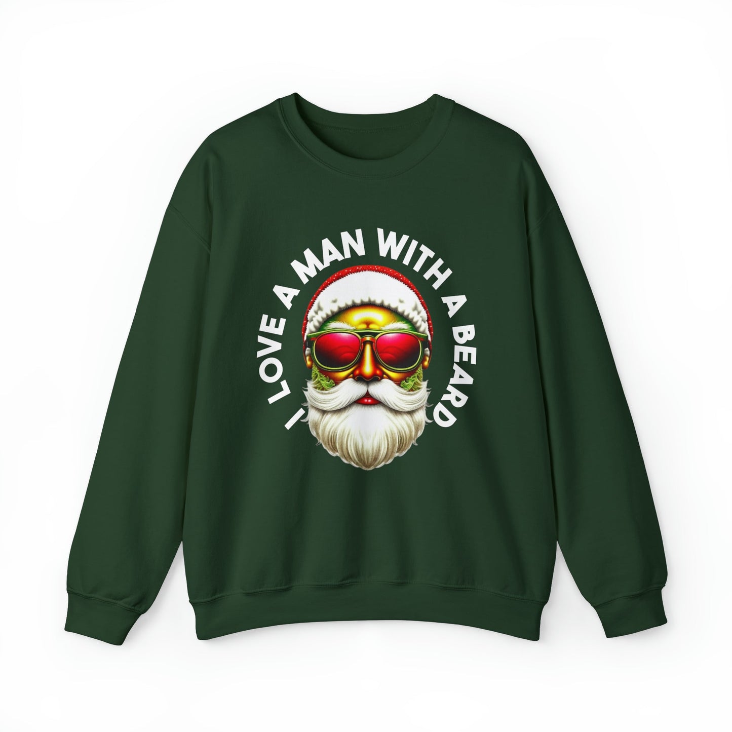 Cozy "I Love a Man in A Beard" Santa Sweatshirt, Gildan 18000 Retro Winter Hoodie, Merry Christmas Vibes, Santa Beard Shirt - Bebe Buchi