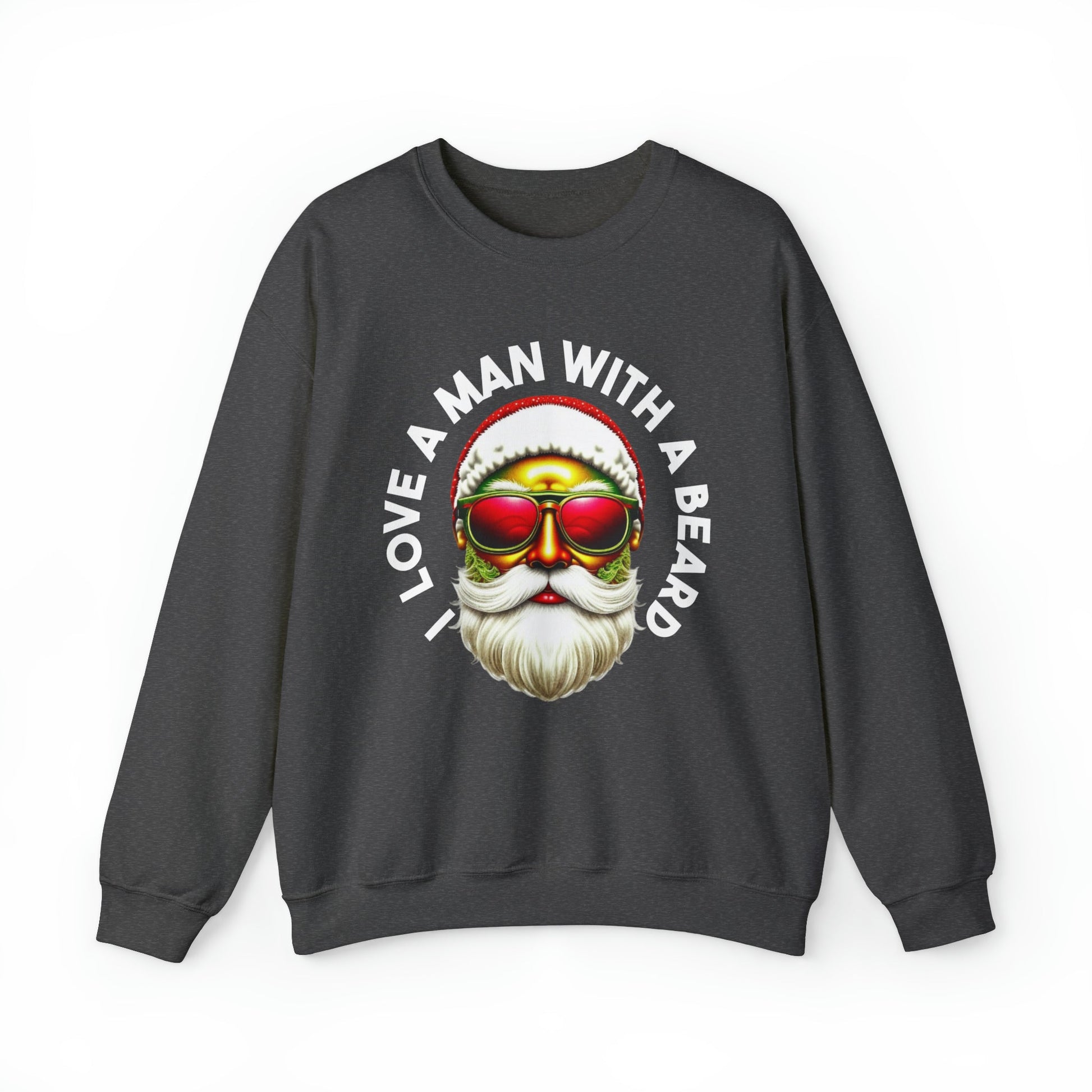 Cozy "I Love a Man in A Beard" Santa Sweatshirt, Gildan 18000 Retro Winter Hoodie, Merry Christmas Vibes, Santa Beard Shirt - Bebe Buchi