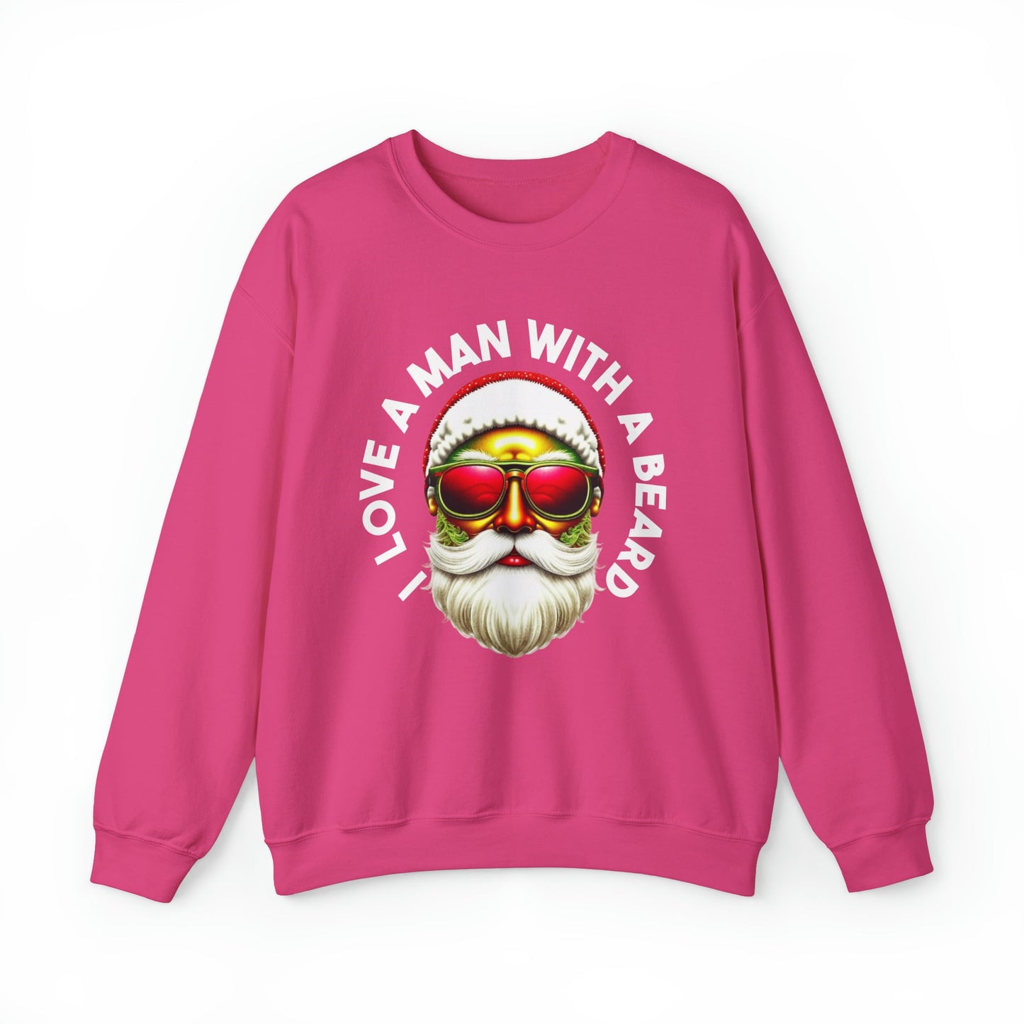 Cozy "I Love a Man in A Beard" Santa Sweatshirt, Gildan 18000 Retro Winter Hoodie, Merry Christmas Vibes, Santa Beard Shirt - Bebe Buchi