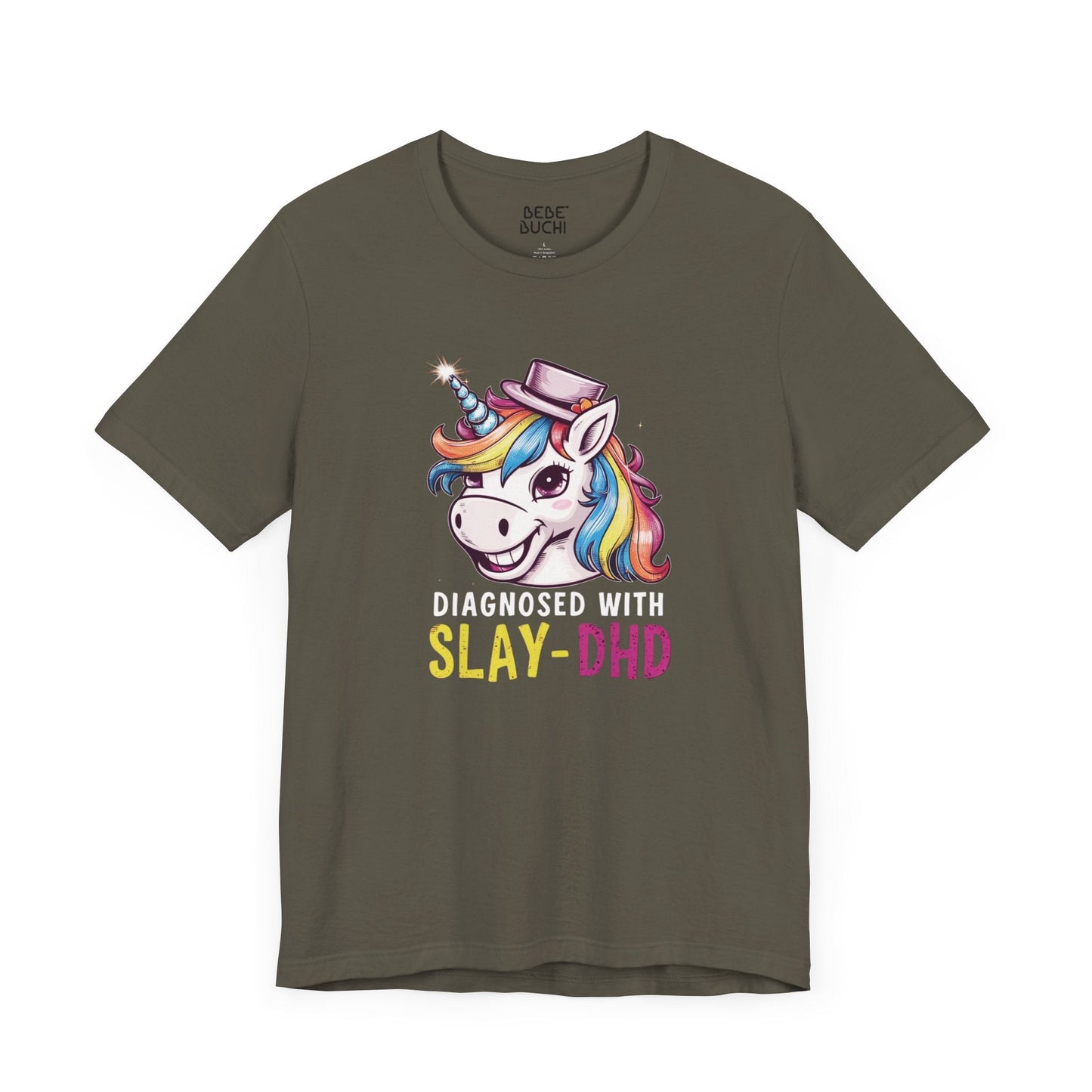 Diagnosed with Slay - DHD Funny T - Shirt Silly Meme Tee Mental Health Goofy Y2K Shirt Trendy Cartoon Vintage ADHD Funny Shirts - Bebe Buchi