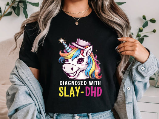 Diagnosed with Slay - DHD Funny T-Shirt Silly Meme Tee Y2K Shirt - Bebe Buchi