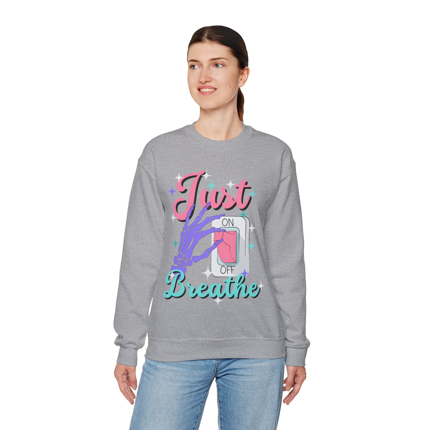 Just Breathe Unisex Heavy Blend™ Crewneck Sweatshirt - Bebe Buchi