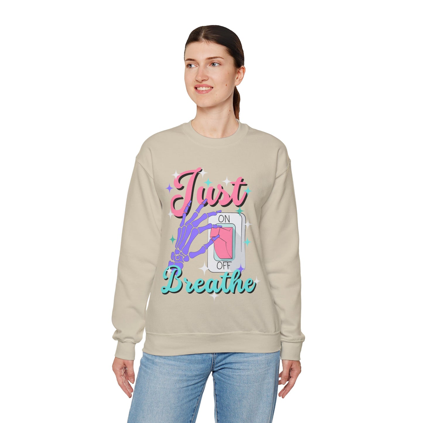 Just Breathe Unisex Heavy Blend™ Crewneck Sweatshirt - Bebe Buchi