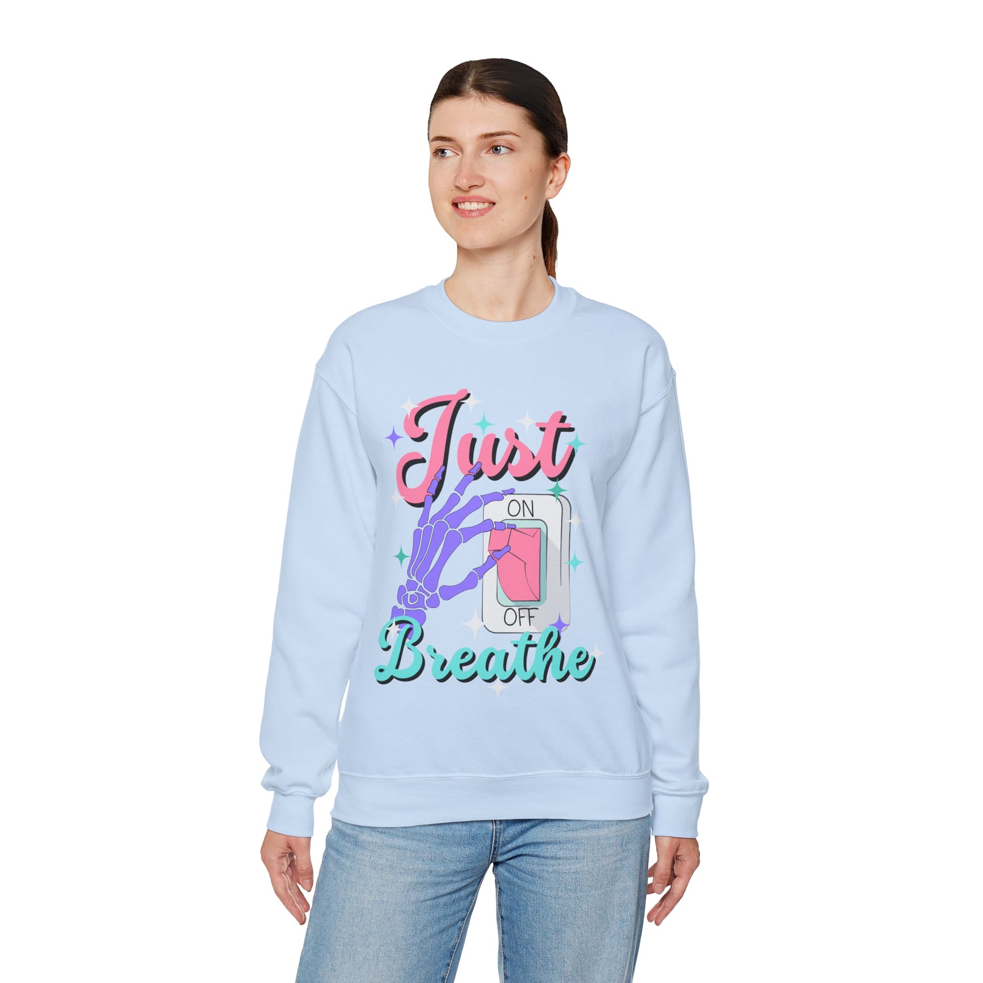 Just Breathe Unisex Heavy Blend™ Crewneck Sweatshirt - Bebe Buchi