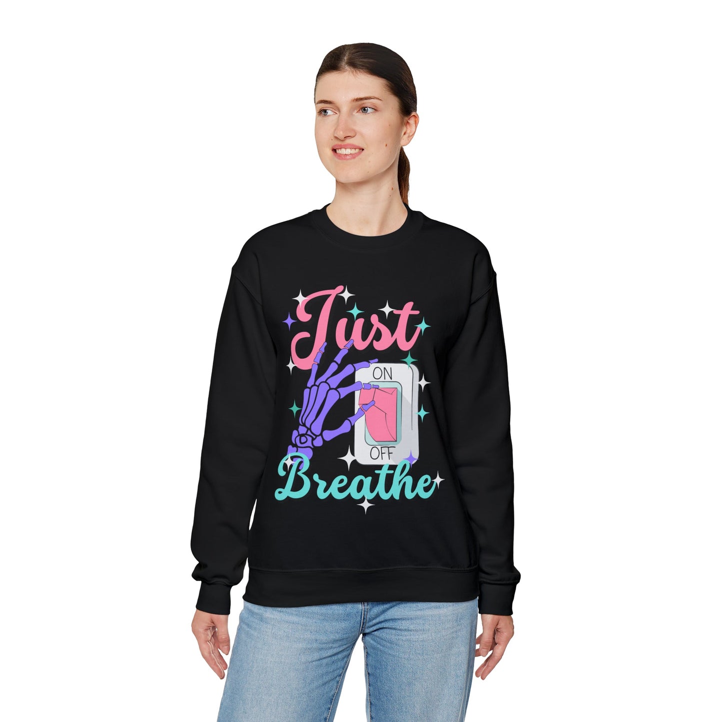 Just Breathe Unisex Heavy Blend™ Crewneck Sweatshirt - Bebe Buchi