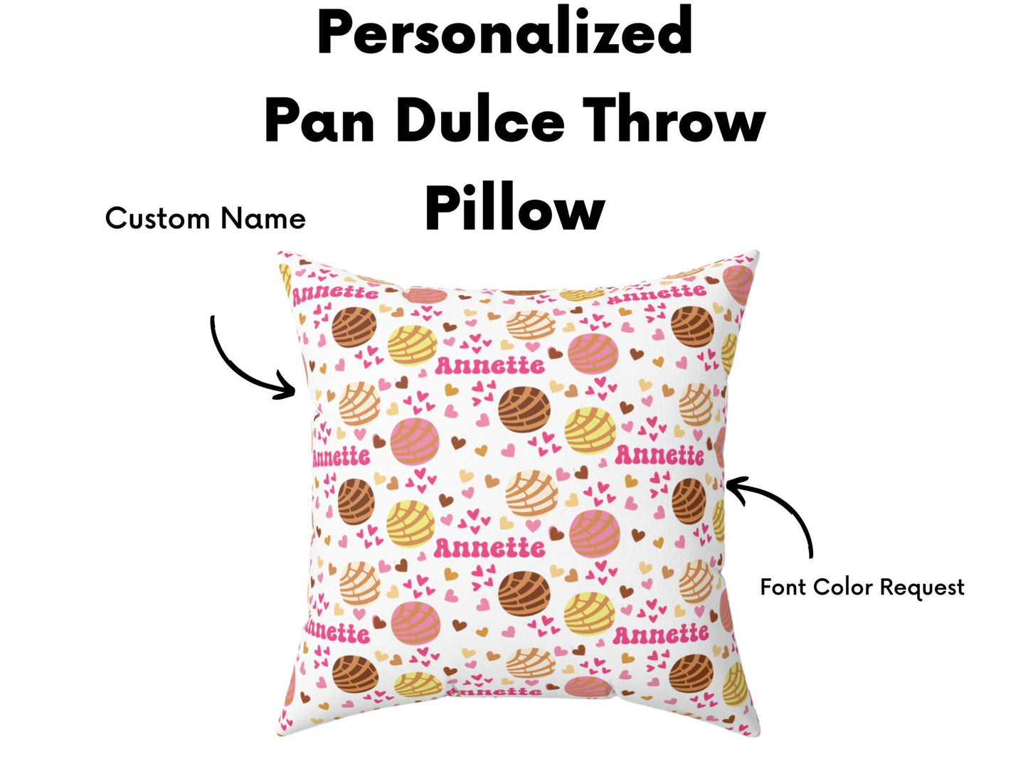 Pan Dulce Concha Spun Polyester Square Pillow, Personalized Throw Pillow - Bebe Buchi