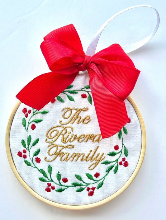 Personalized Family Christmas Ornament Embroidered Keepsake - Bebe Buchi