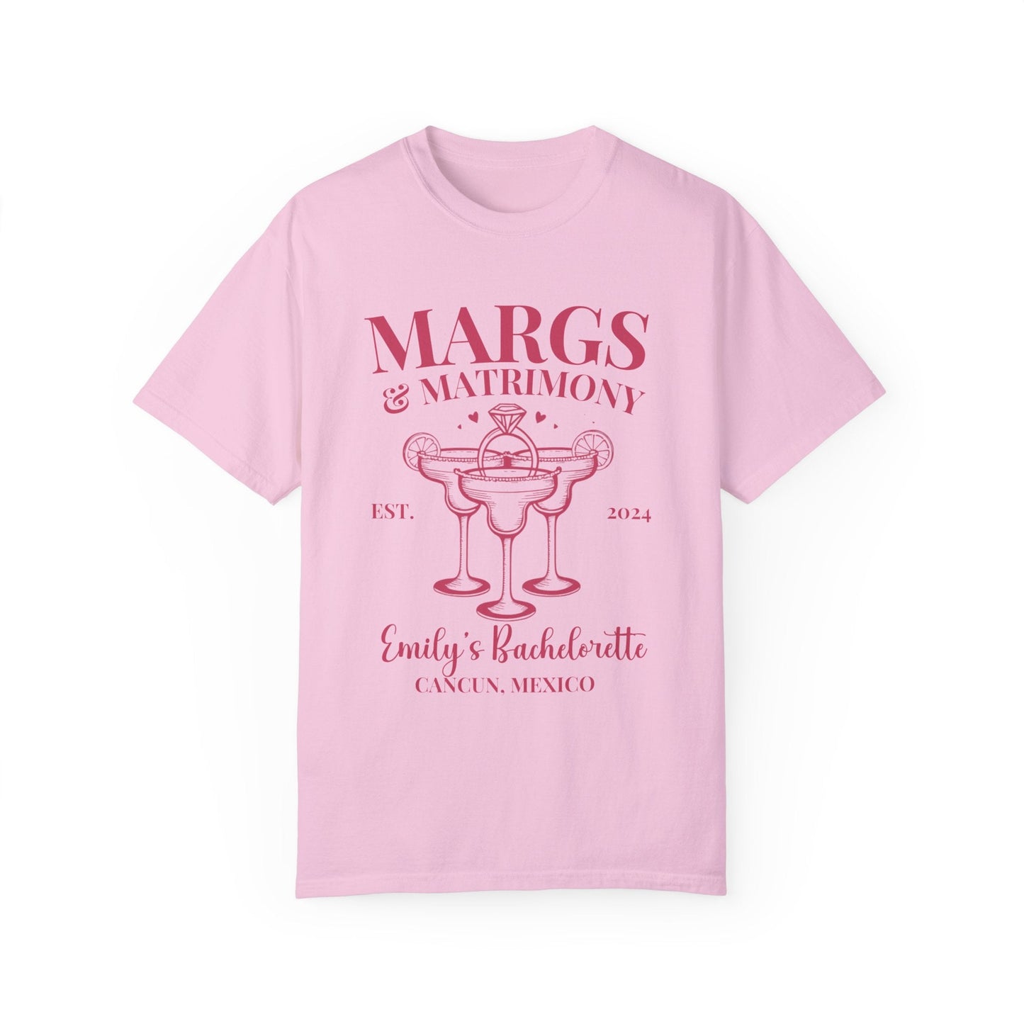 Personalized Margs and Matrimony Luxury Bachelorette Party Shirts Custom - Bebe Buchi