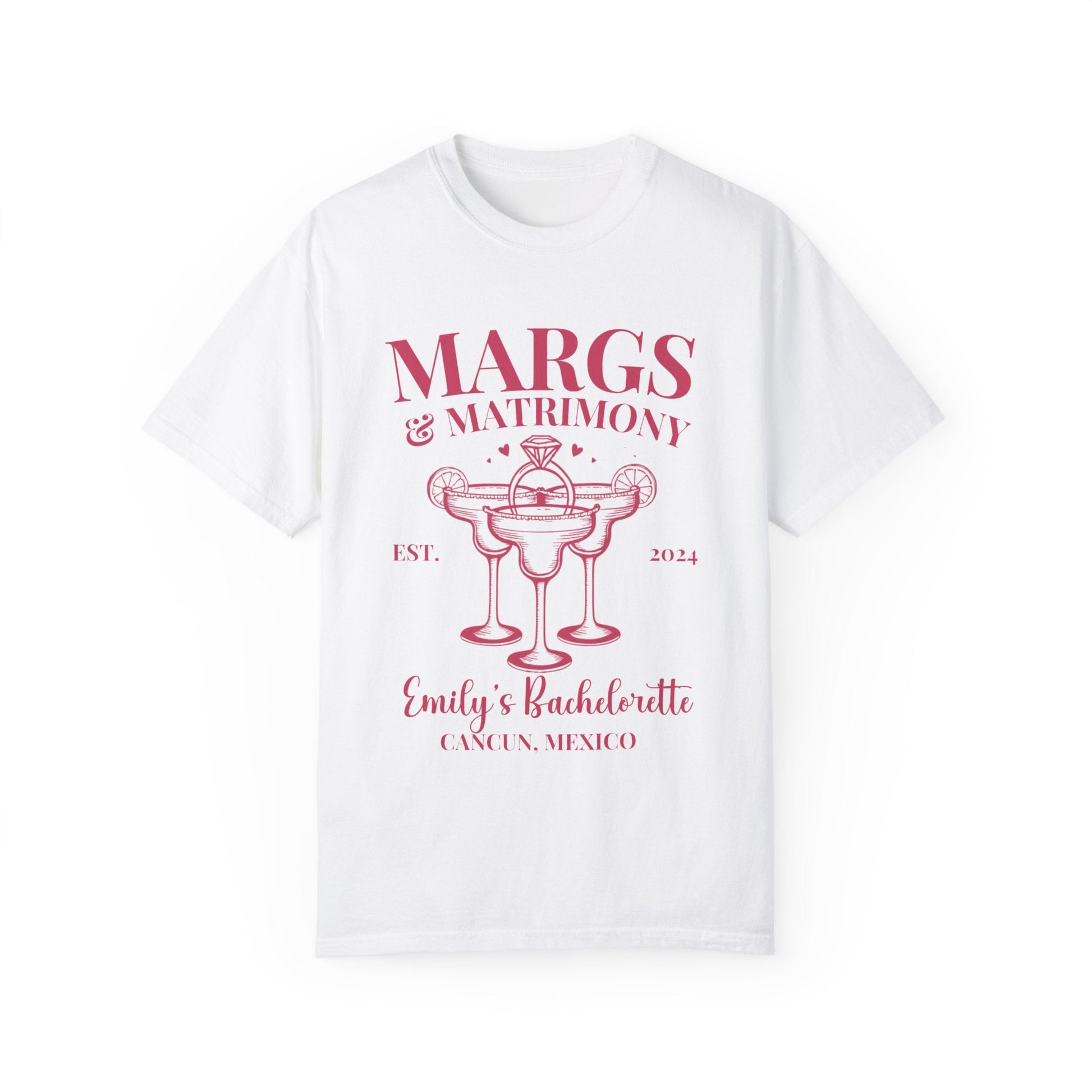 Personalized Margs and Matrimony Luxury Bachelorette Party Shirts Custom - Bebe Buchi