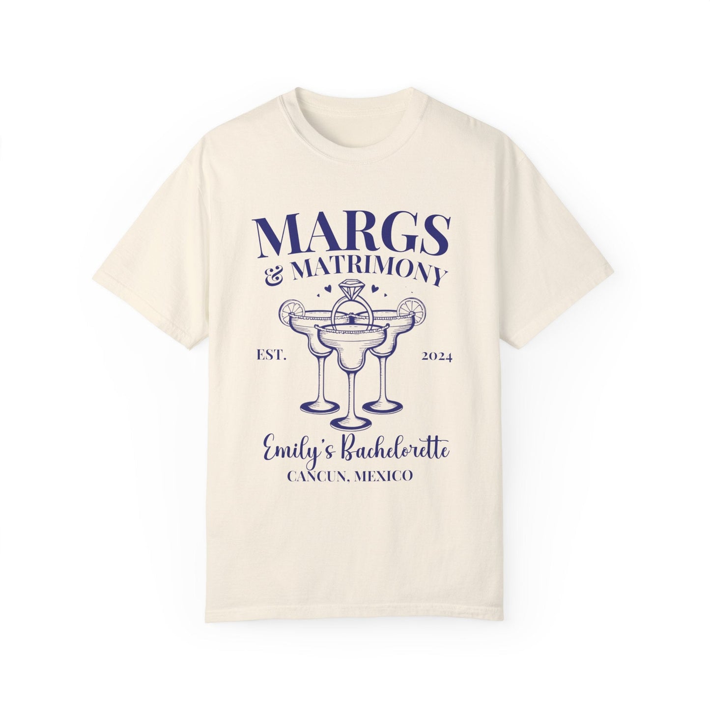 Personalized Margs and Matrimony Luxury Bachelorette Party Shirts Custom - Bebe Buchi