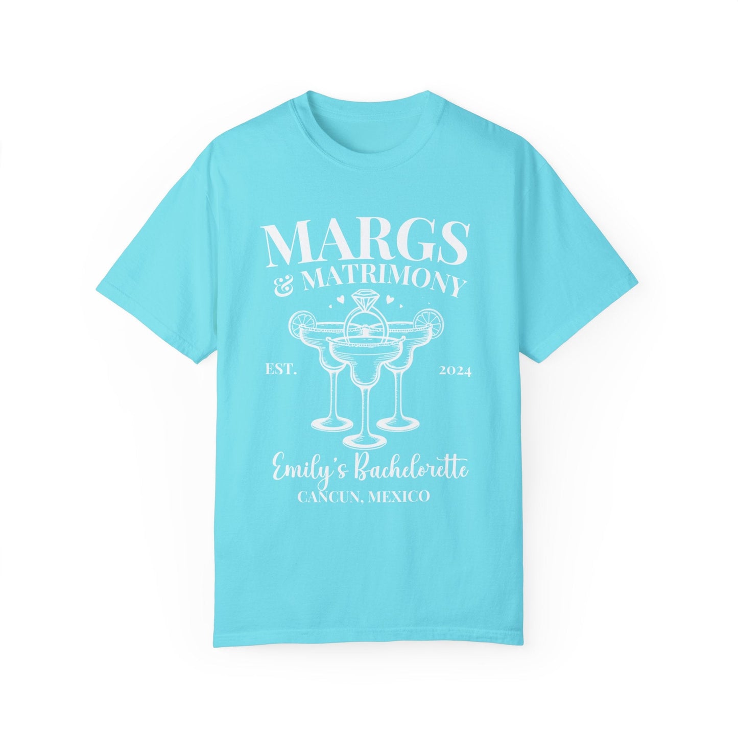 Personalized Margs and Matrimony Luxury Bachelorette Party Shirts Custom - Bebe Buchi