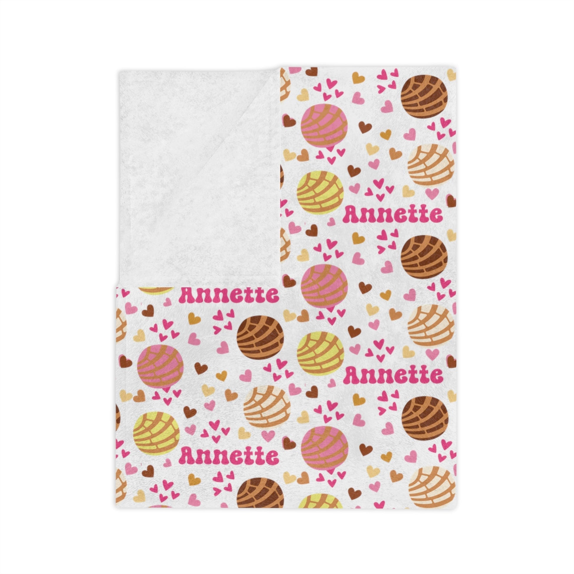 Personalized Pan Dulce Concha Velveteen Minky Blanket - Bebe Buchi