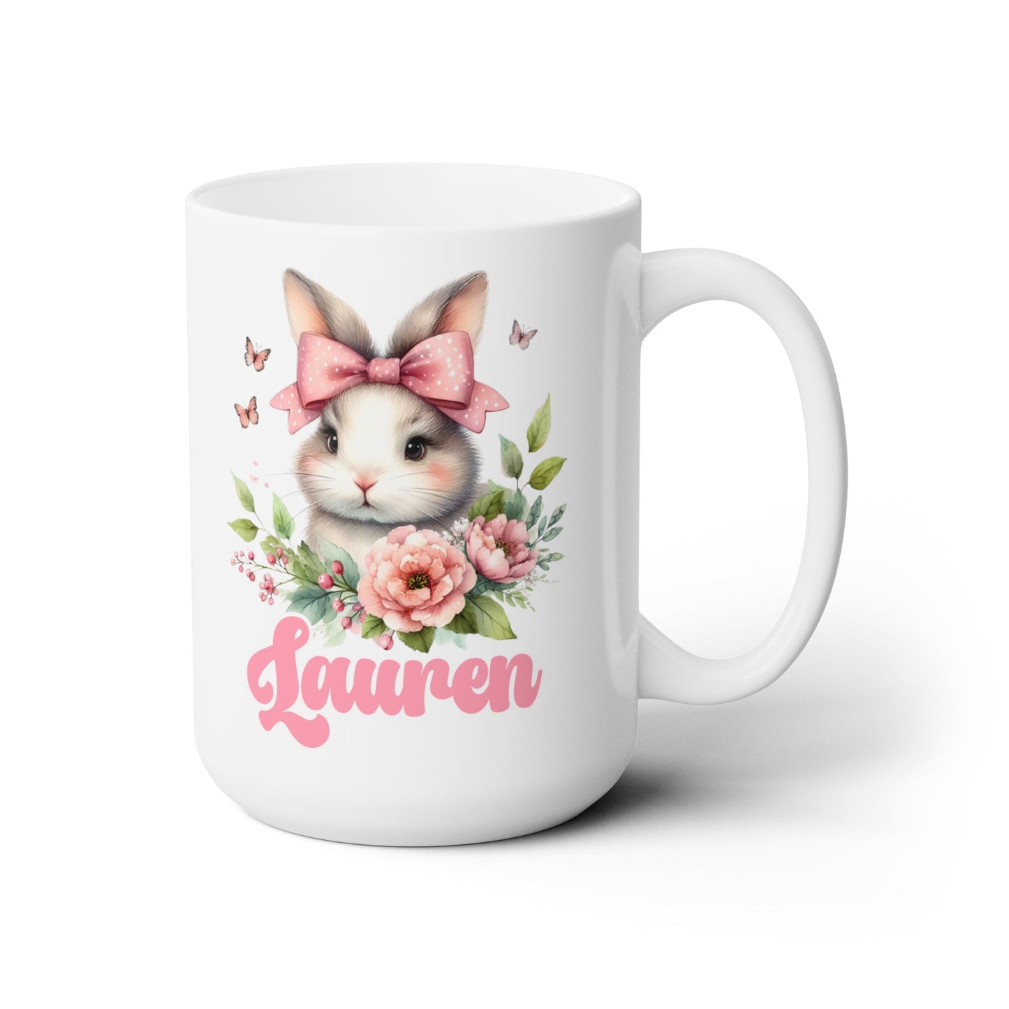 Personalized Pink Bunny Bow Coffee Mug Customize Coquette Pink Mug Gift For Her Pink Mug Coquette Aesthetic Gift For Daughter Big Pink Bow - Bebe Buchi