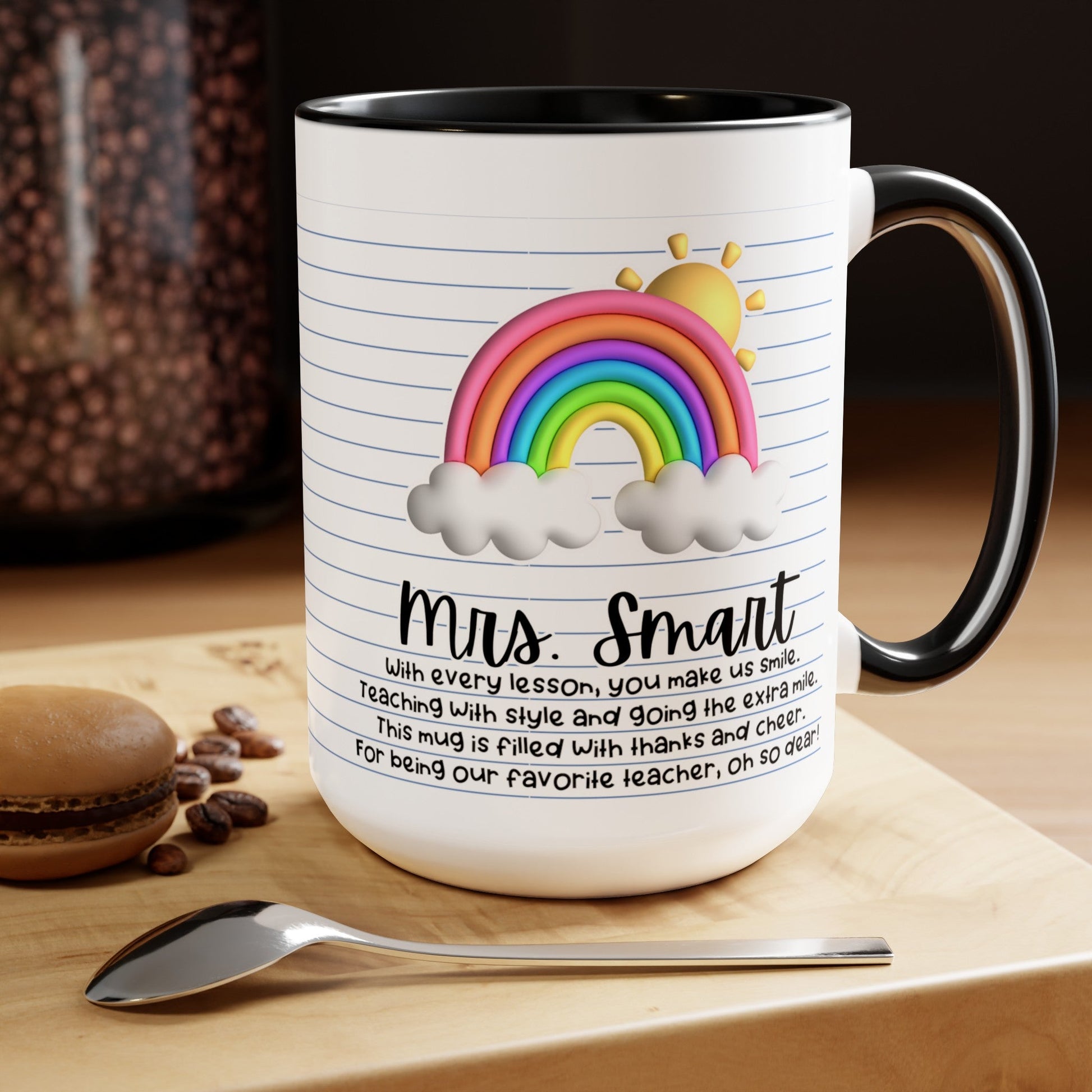 Personalized Teacher Coffee Mug Rainbow Design Perfect Teacher Gift for Christmas Teacher Appreciation Coffee Cup Custom Inspirational Mug - Bebe Buchi