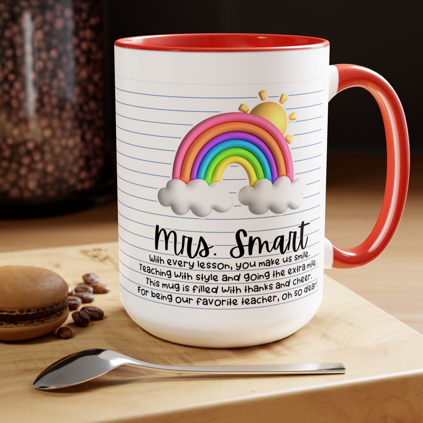 Personalized Teacher Coffee Mug Rainbow Design Perfect Teacher Gift for Christmas Teacher Appreciation Coffee Cup Custom Inspirational Mug - Bebe Buchi