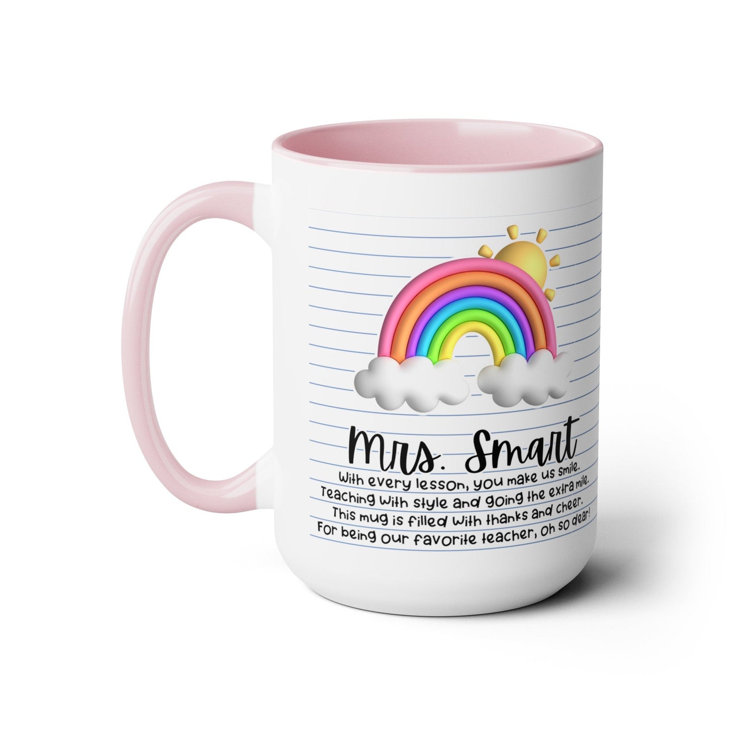 Personalized Teacher Coffee Mug Rainbow Design Perfect Teacher Gift for Christmas Teacher Appreciation Coffee Cup Custom Inspirational Mug - Bebe Buchi