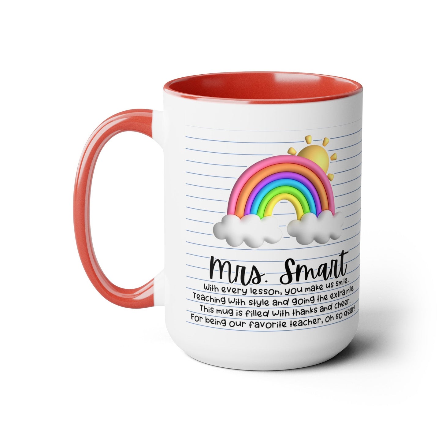 Personalized Teacher Coffee Mug Rainbow Design Perfect Teacher Gift for Christmas Teacher Appreciation Coffee Cup Custom Inspirational Mug - Bebe Buchi