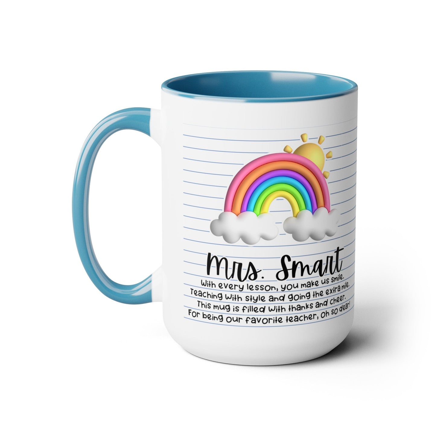 Personalized Teacher Coffee Mug Rainbow Design Perfect Teacher Gift for Christmas Teacher Appreciation Coffee Cup Custom Inspirational Mug - Bebe Buchi