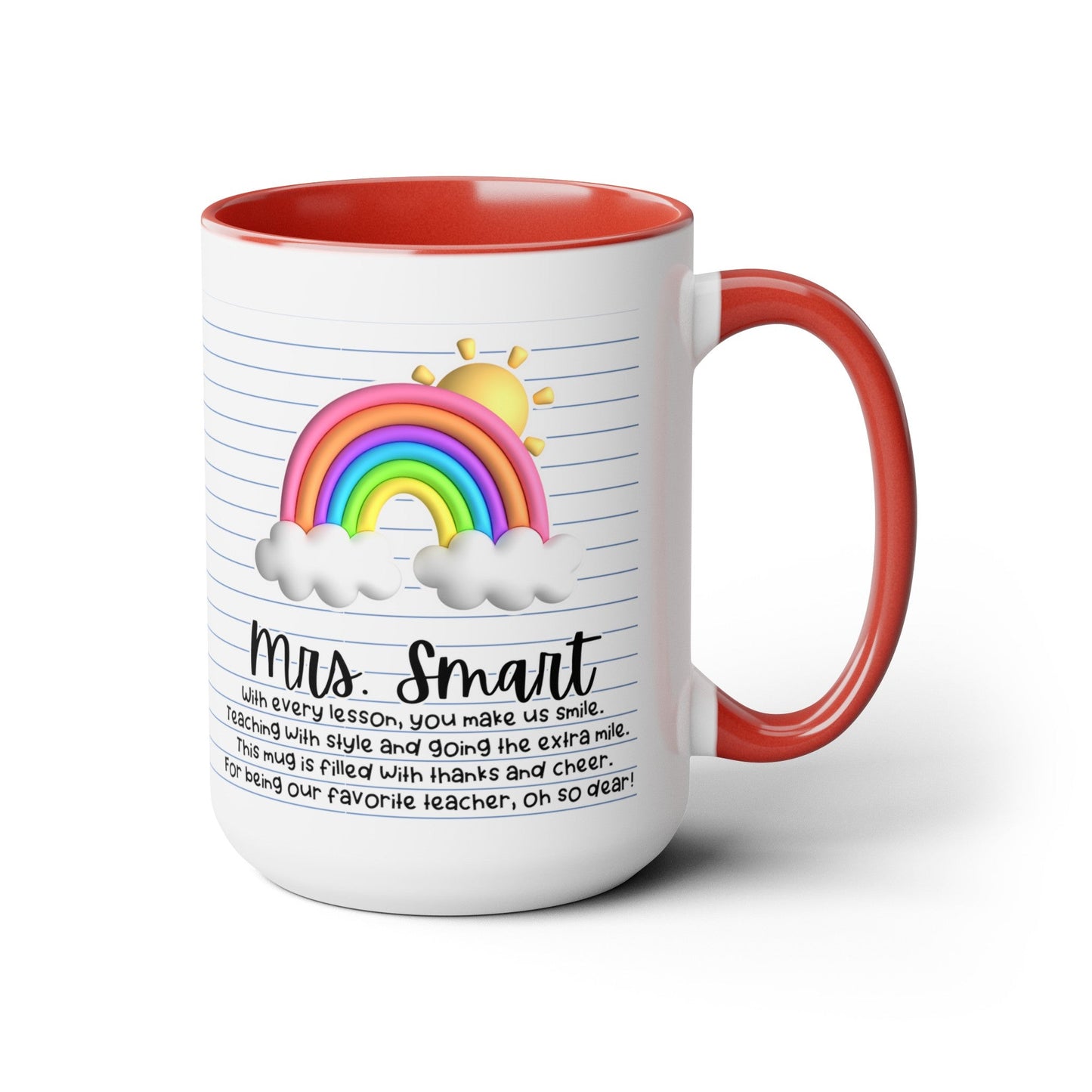 Personalized Teacher Coffee Mug Rainbow Design Perfect Teacher Gift for Christmas Teacher Appreciation Coffee Cup Custom Inspirational Mug - Bebe Buchi