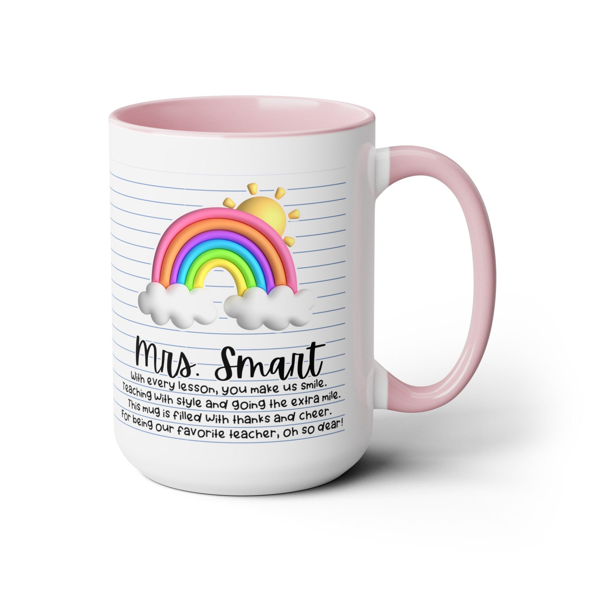 Personalized Teacher Coffee Mug Rainbow Design Perfect Teacher Gift for Christmas Teacher Appreciation Coffee Cup Custom Inspirational Mug - Bebe Buchi