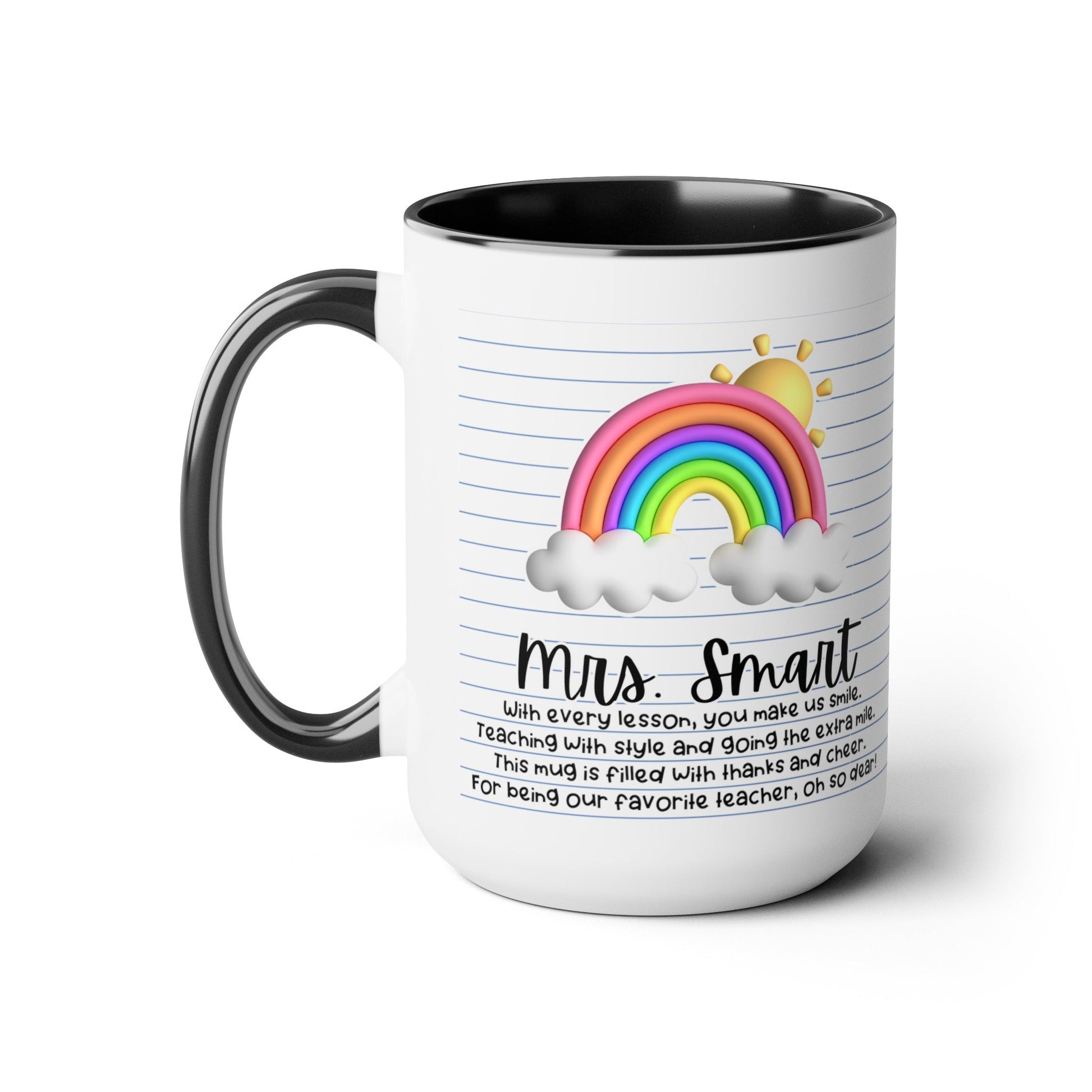 Personalized Teacher Coffee Mug Rainbow Design Perfect Teacher Gift for Christmas Teacher Appreciation Coffee Cup Custom Inspirational Mug - Bebe Buchi