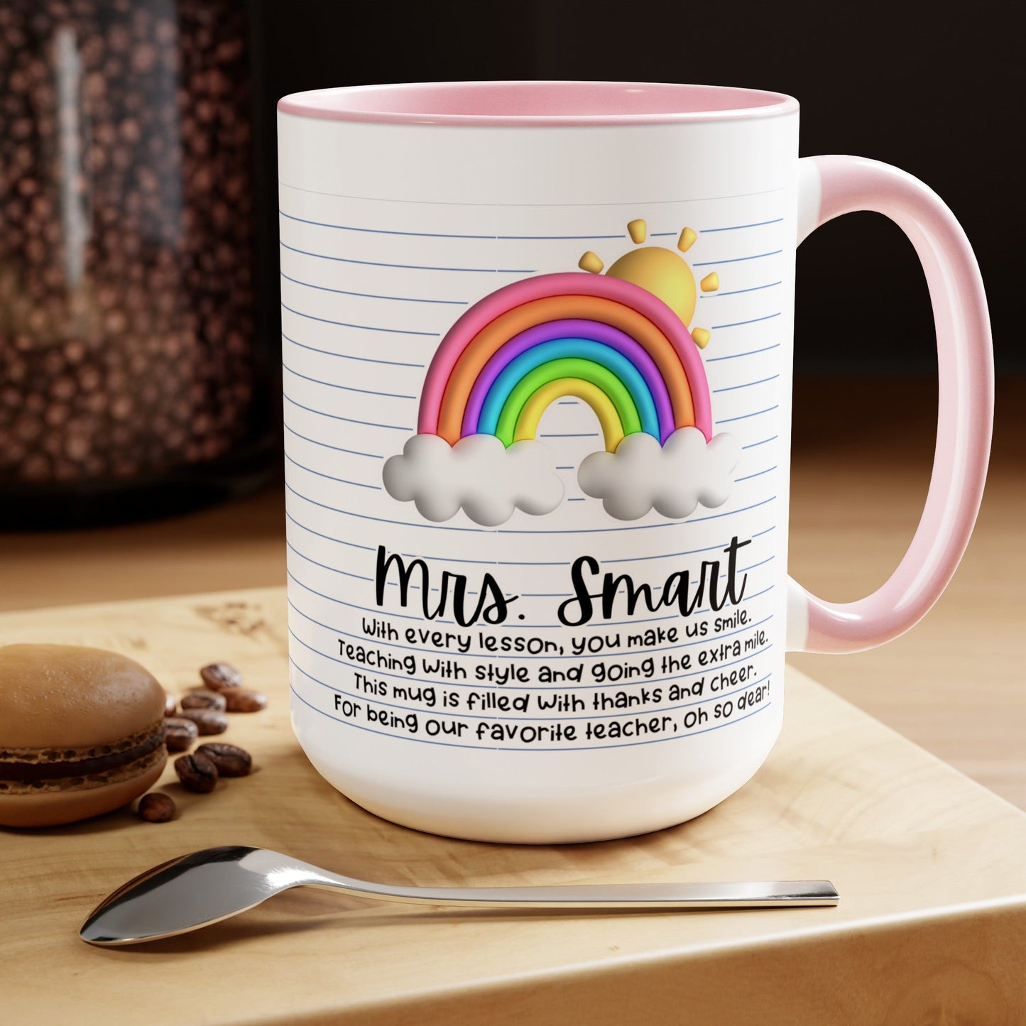 Personalized Teacher Coffee Mug Rainbow Design Perfect Teacher Gift for Christmas Teacher Appreciation Coffee Cup Custom Inspirational Mug - Bebe Buchi