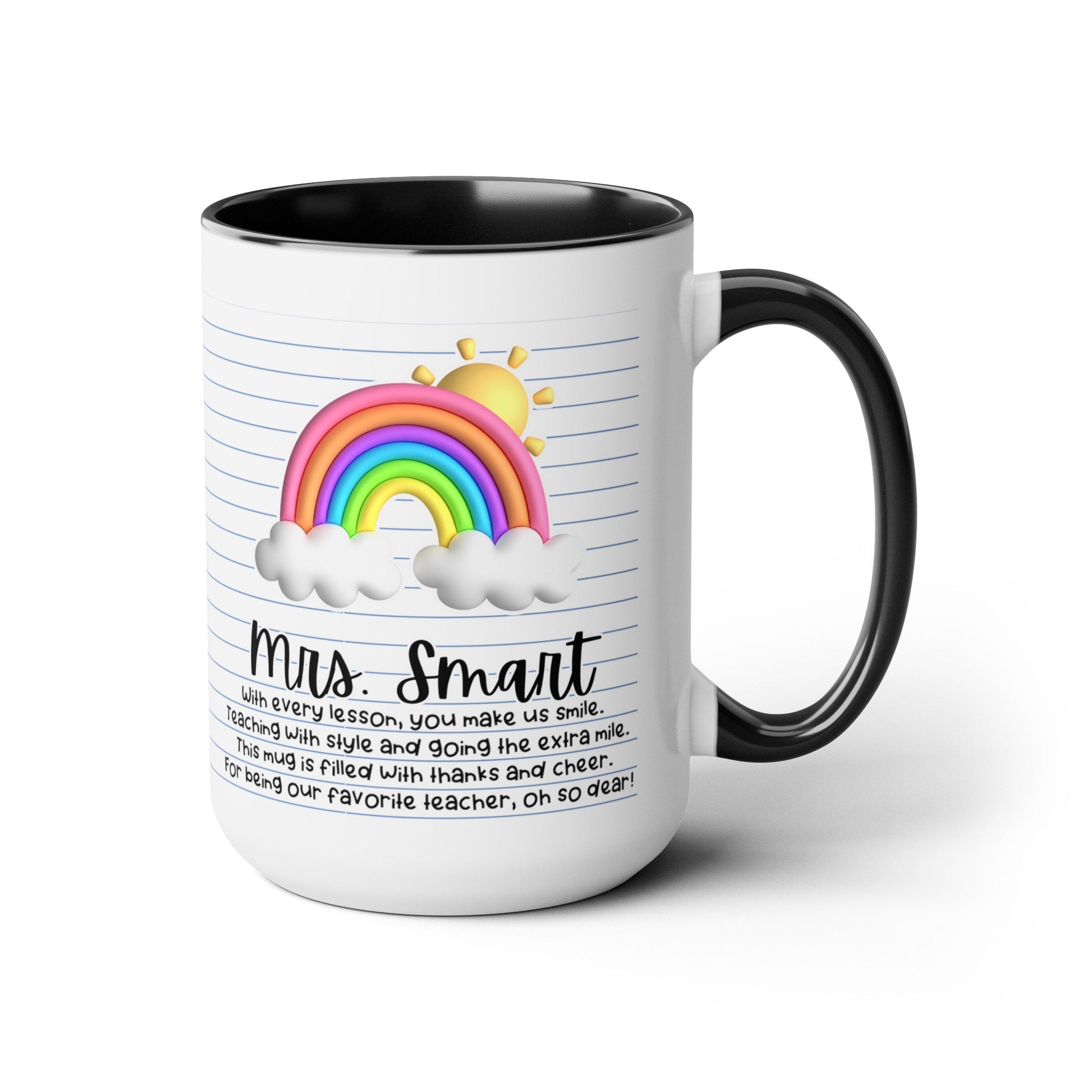 Personalized Teacher Coffee Mug Rainbow Design Perfect Teacher Gift for Christmas Teacher Appreciation Coffee Cup Custom Inspirational Mug - Bebe Buchi