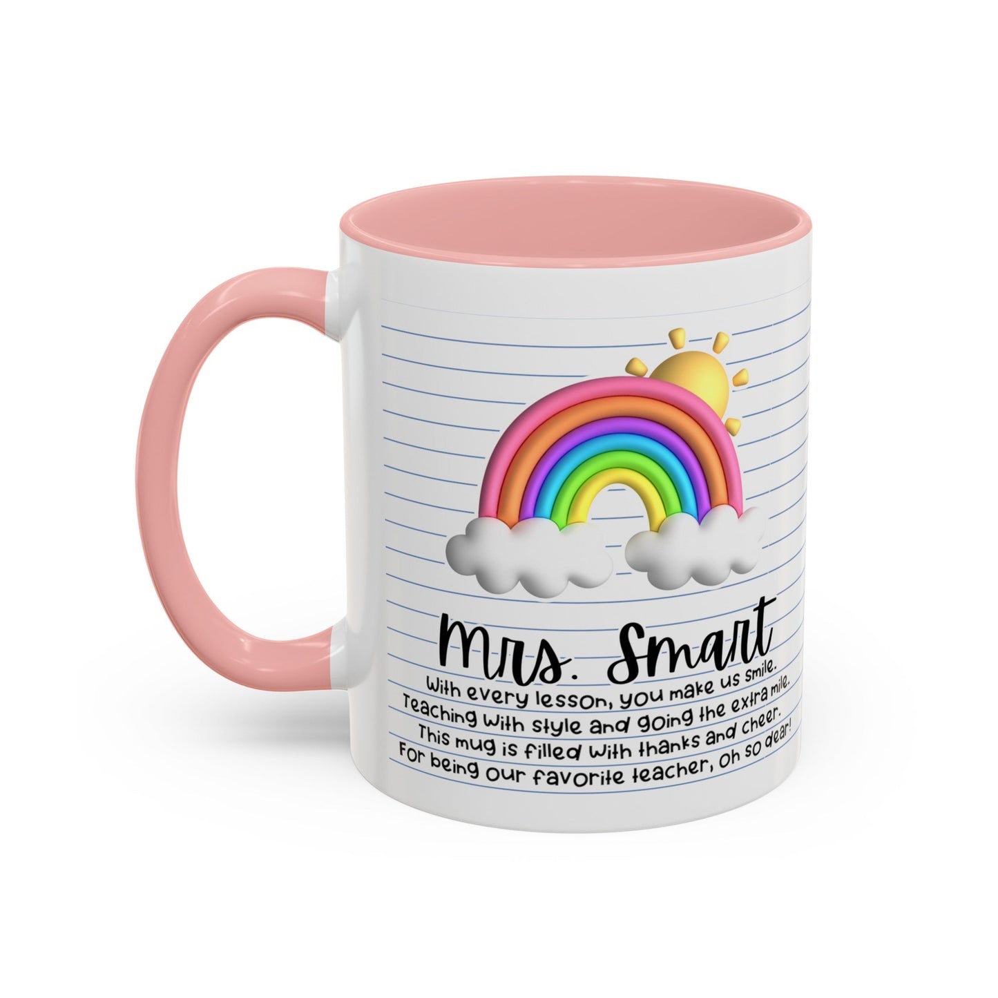 Personalized Teacher Coffee Mug Rainbow Design Perfect Teacher Gift for Christmas Teacher Appreciation Coffee Cup Custom Inspirational Mug Accent Coffee Mug, 11oz - Bebe Buchi