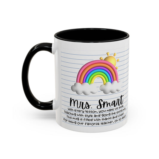 Personalized Teacher Coffee Mug Rainbow Design Perfect Teacher Gift for Christmas Teacher Appreciation Coffee Cup Custom Inspirational Mug Accent Coffee Mug, 11oz - Bebe Buchi