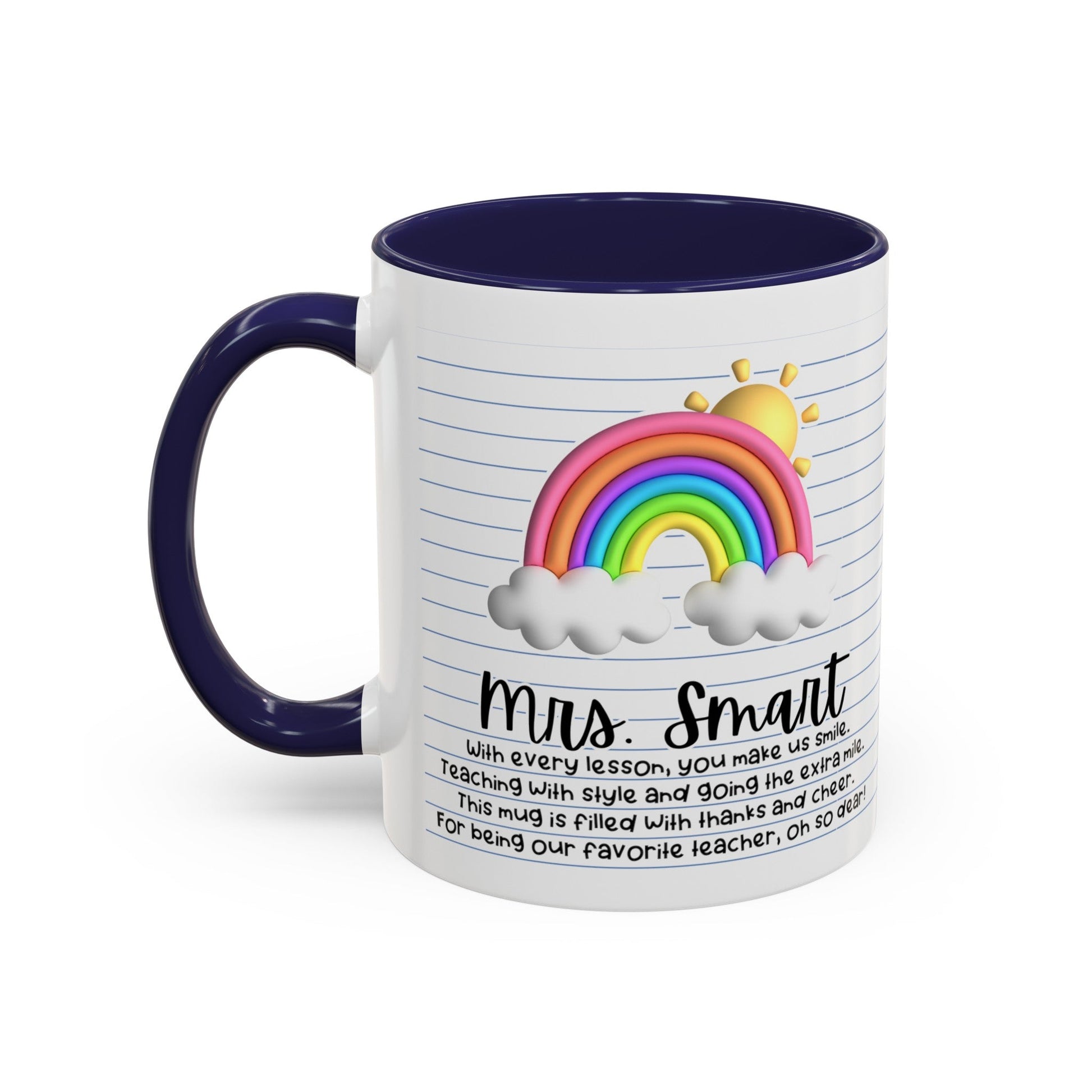 Personalized Teacher Coffee Mug Rainbow Design Perfect Teacher Gift for Christmas Teacher Appreciation Coffee Cup Custom Inspirational Mug Accent Coffee Mug, 11oz - Bebe Buchi