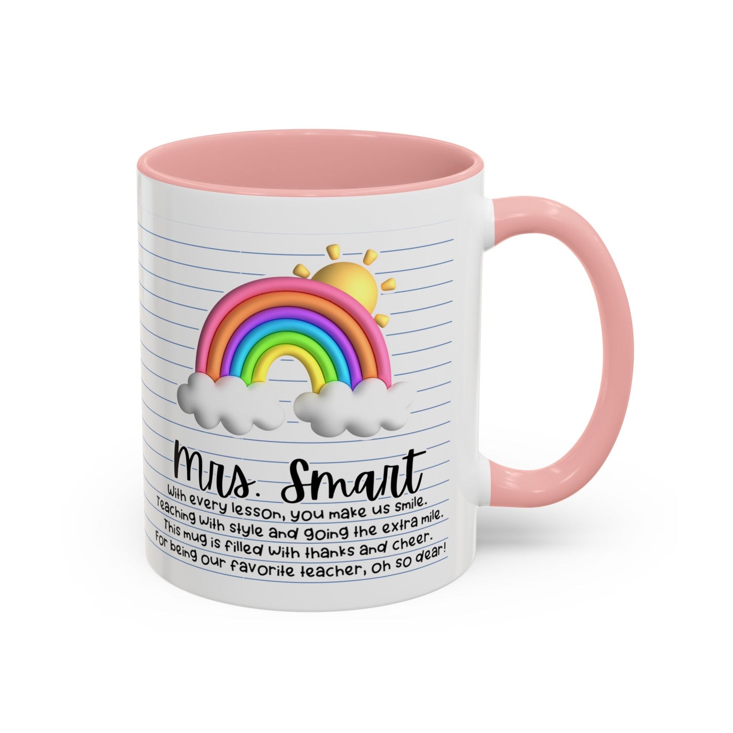 Personalized Teacher Coffee Mug Rainbow Design Perfect Teacher Gift for Christmas Teacher Appreciation Coffee Cup Custom Inspirational Mug Accent Coffee Mug, 11oz - Bebe Buchi