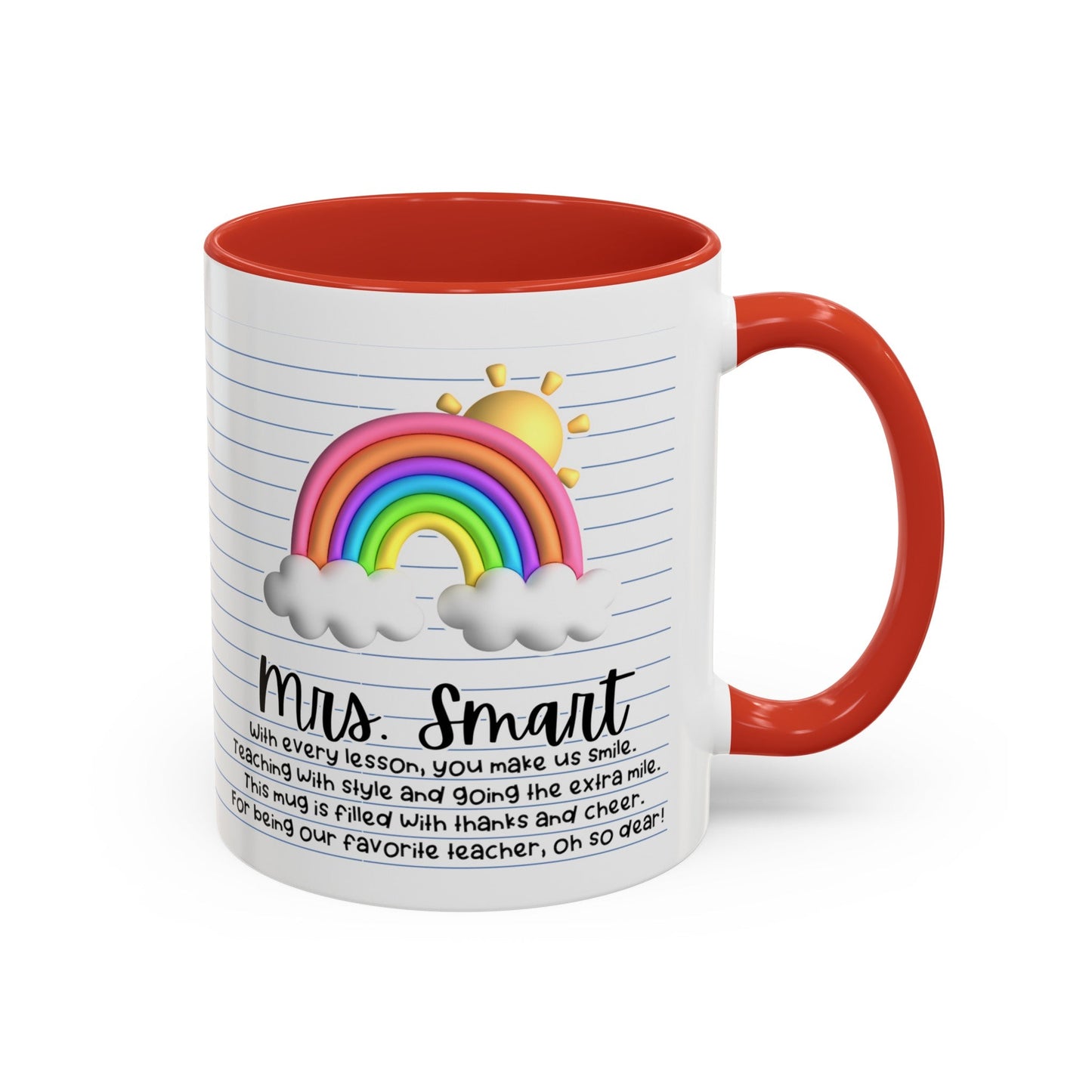 Personalized Teacher Coffee Mug Rainbow Design Perfect Teacher Gift for Christmas Teacher Appreciation Coffee Cup Custom Inspirational Mug Accent Coffee Mug, 11oz - Bebe Buchi