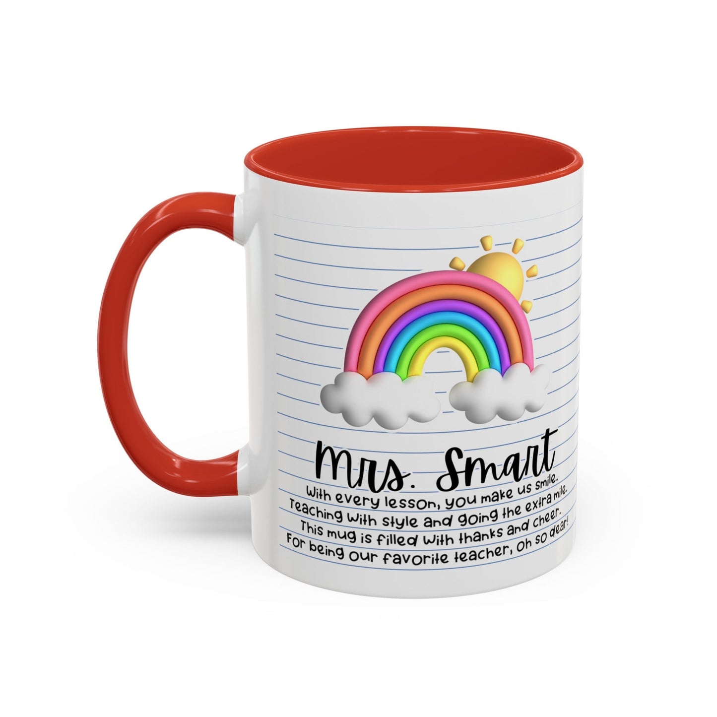 Personalized Teacher Coffee Mug Rainbow Design Perfect Teacher Gift for Christmas Teacher Appreciation Coffee Cup Custom Inspirational Mug Accent Coffee Mug, 11oz - Bebe Buchi