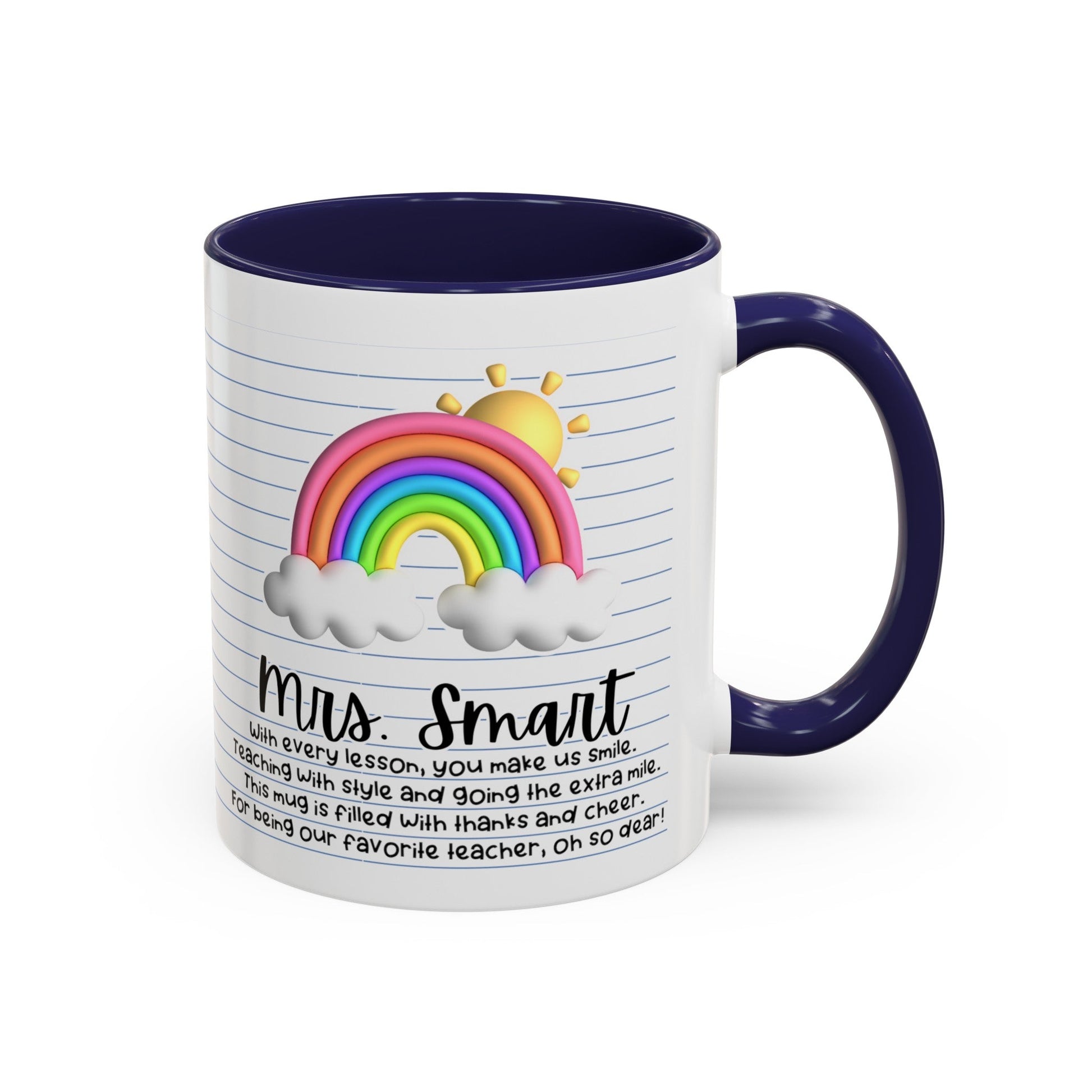 Personalized Teacher Coffee Mug Rainbow Design Perfect Teacher Gift for Christmas Teacher Appreciation Coffee Cup Custom Inspirational Mug Accent Coffee Mug, 11oz - Bebe Buchi