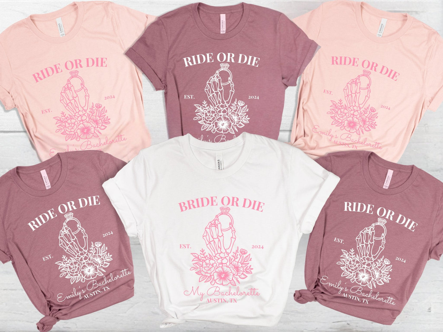 Ride or Die with the Bride Bachelorette Shirt - Personalized - Bebe Buchi