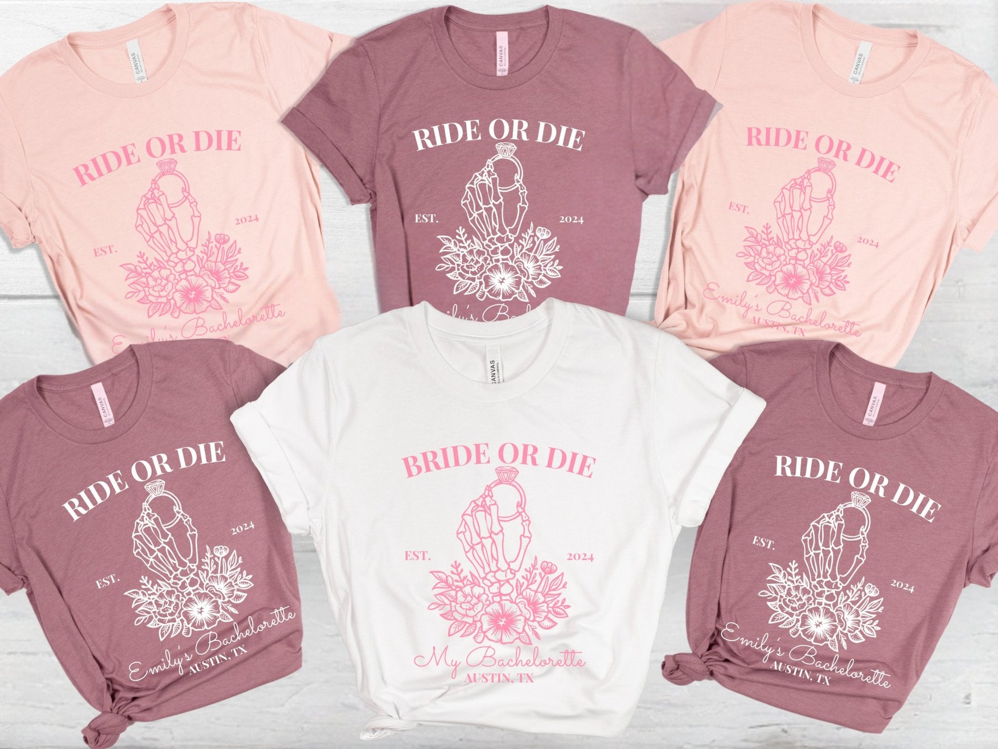 Ride or Die with the Bride Bachelorette Shirt - Personalized - Bebe Buchi